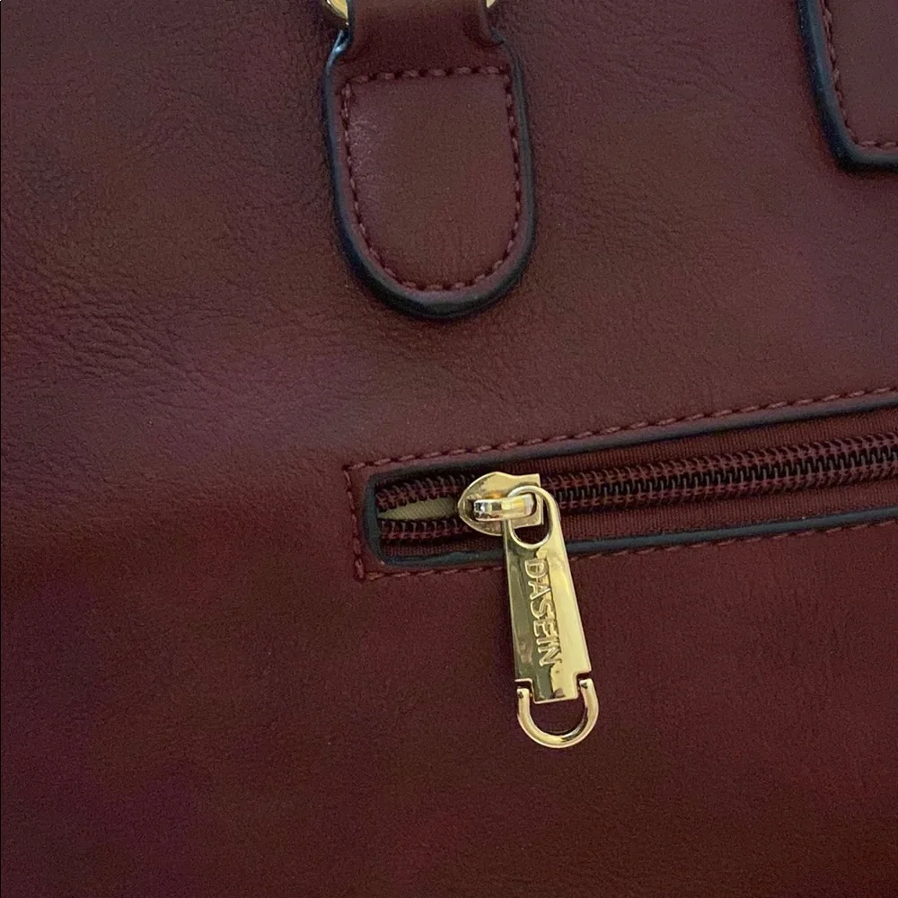 Structured Burgundy Satchel with Top Handles